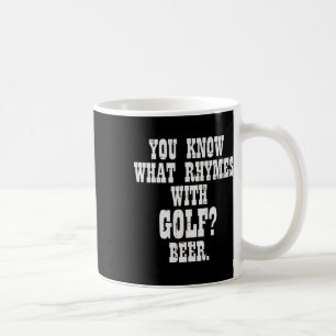 Mug Qu'est-ce qui rime avec Bière de golf drôle de gol