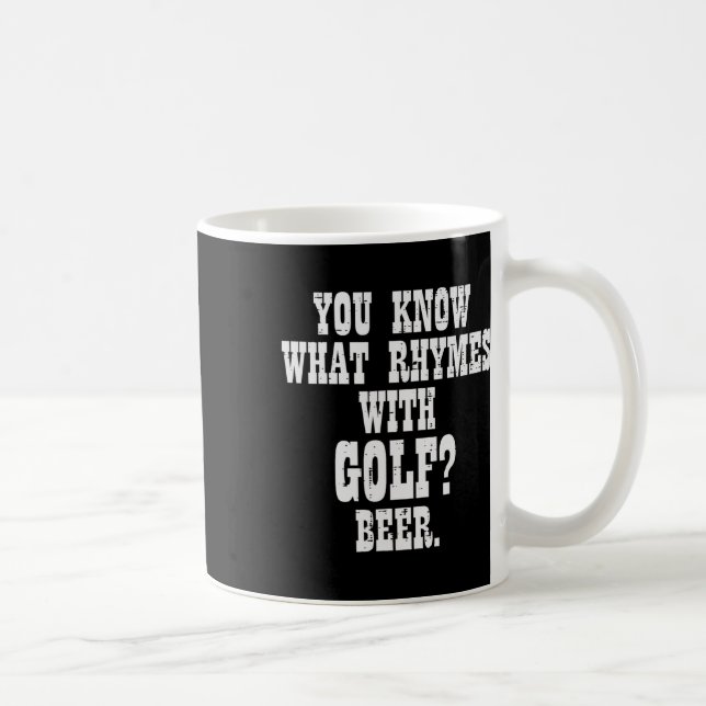 Mug Qu'est-ce qui rime avec Bière de golf drôle de gol (Droite)