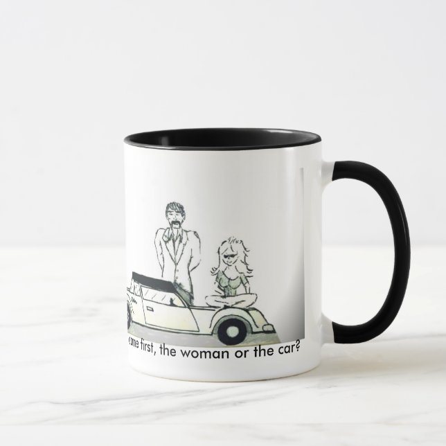 Mug Qu'est venu d'abord, la femme ou la voiture ? (Droite)