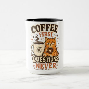 Mug Questions Café D'abord Jamais – Chat Drôle Café Lo