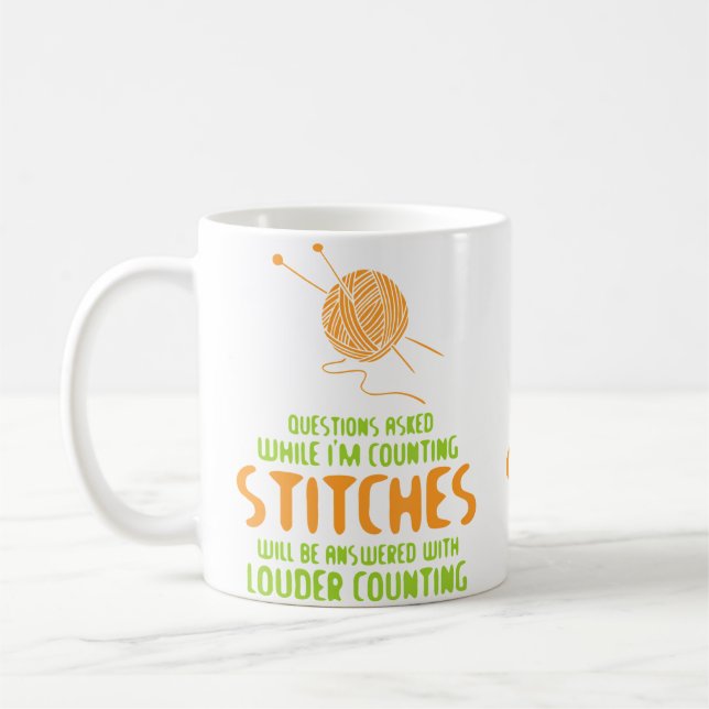 Mug Questions posées pendant que je compte les mailles (Gauche)