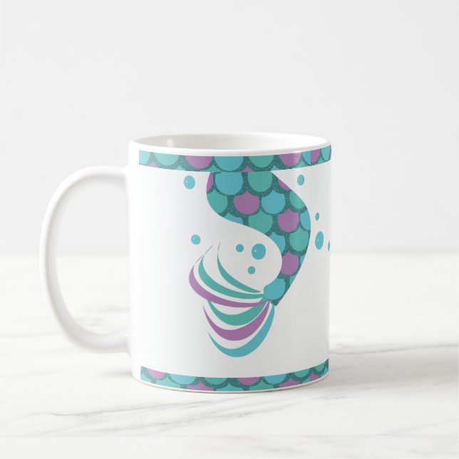 Mug Queues de sirènes pailletées rayures écailles (Gauche)