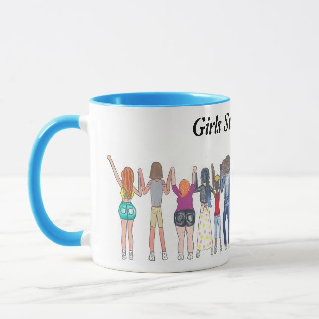 Mug qui montre des filles se soutenant mutuellemen (Gauche)