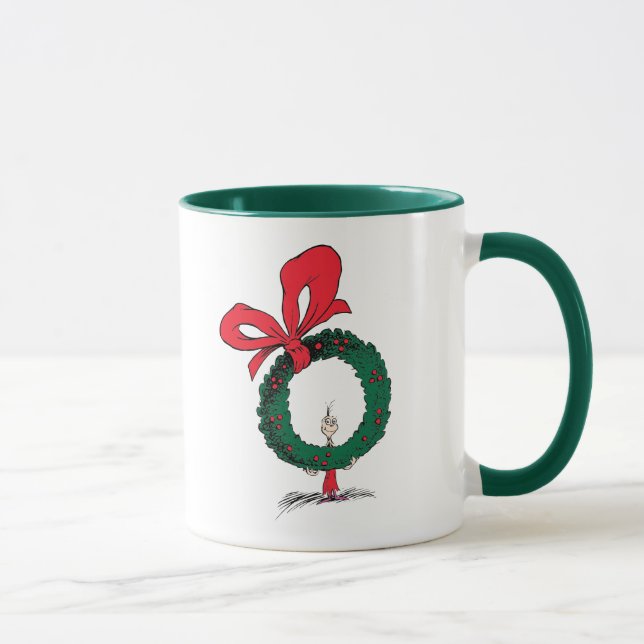 Mug Qui regarde à travers la couronne de Noël (Droite)