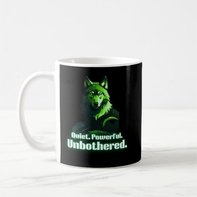 Mug Quiet Powerful Unbothered Wolf Minimal Quote (Gauche)