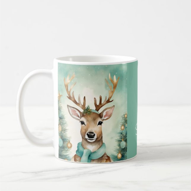 Mug "Qu'il neige" Turquoise & Or Noël Cozy (Gauche)