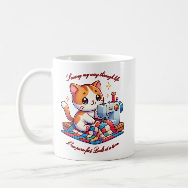 Mug Quilting de chat personnalisable sur une machine à (Gauche)
