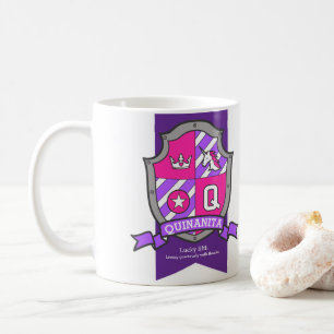 Mug Quinanita lettre Q crête rose unicorne nom signifi