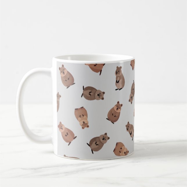 Mug Quokkas illustrés sur fond gris clair (Gauche)