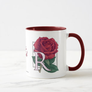 Mug R pour le monogramme rose de fleur