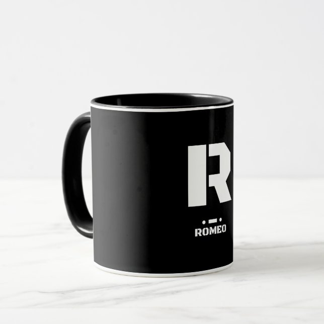 Mug R(Romeo) OTAN Alphabet phonétique et code morse (Devant gauche)