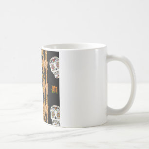 Mug RAB Rockabilly Gold Leopard Print Sugar Skulls