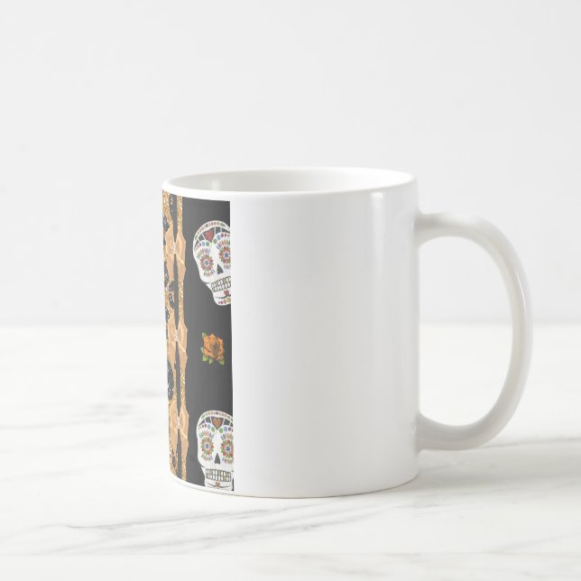 Mug RAB Rockabilly Or Imprimé Léopard Crânes de Sucre (Droite)