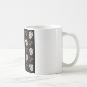 Mug RAB Rockabilly Sugar Skulls Cherries On Black