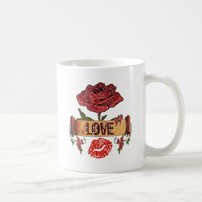 Mug RAB Rockabilly Valentine Roses, Love & Lipstick (Droite)