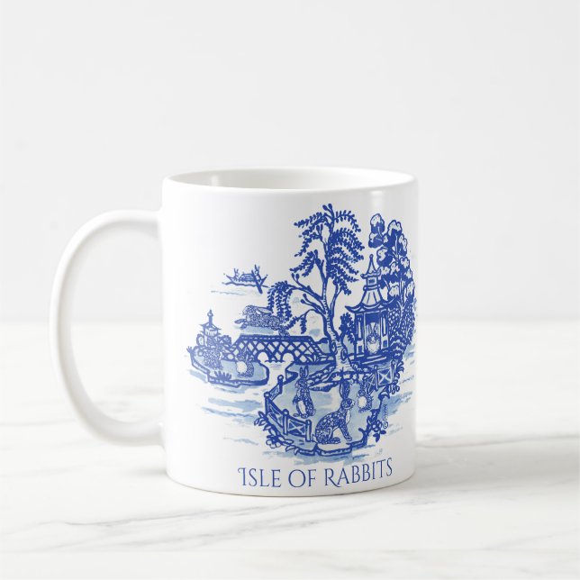 Mug Rabbit Island Blue Willow Whimsical asiatique Moti (Gauche)