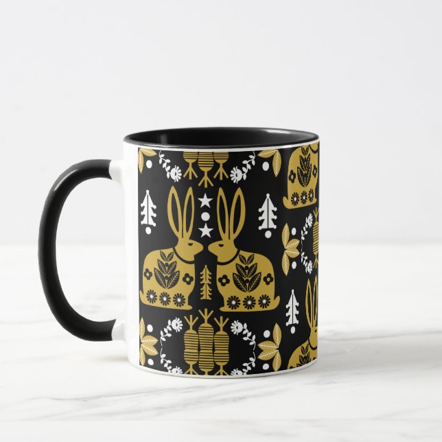 Mug Rabbit Nordic Scandinavian Folk Art (Gauche)