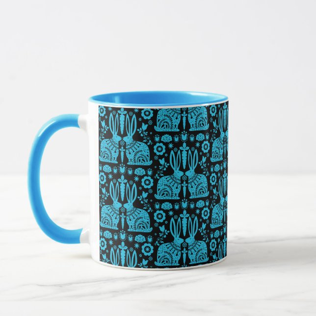 Mug Rabbit Nordic Scandinavian Folk Art (Gauche)