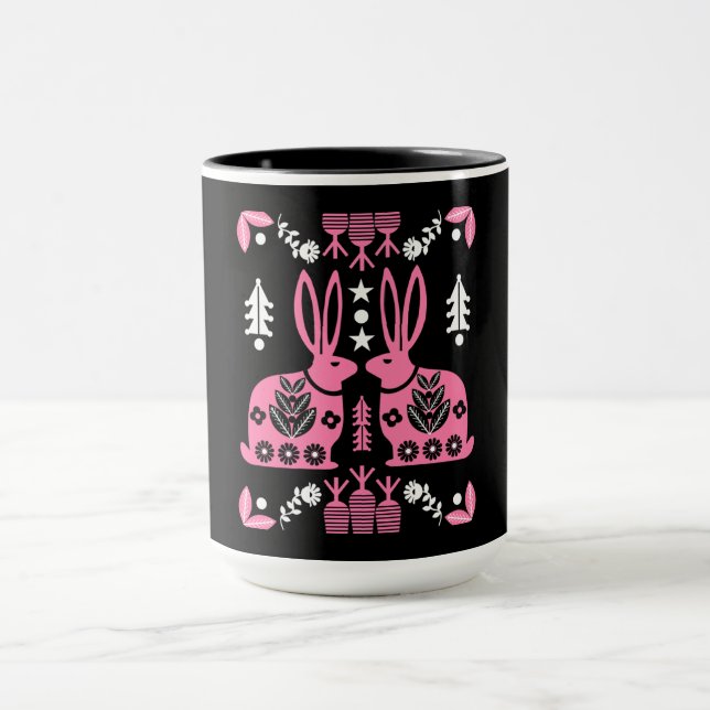 Mug Rabbit Nordic Scandinavian Folk Art (Centre)