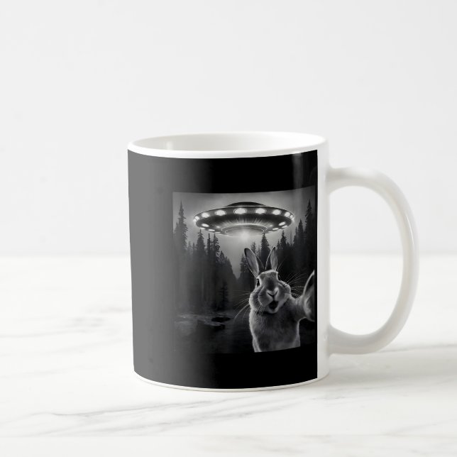 Mug Rabbit Selfie With Ufo - Funny Bunny Graphic Alien (Droite)