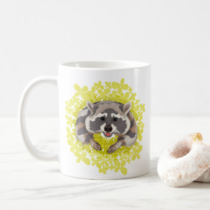 Mug Raccoon aux fleurs jaunes
