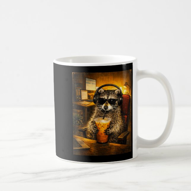 Mug Raccoon drinking iced coffee funny caffeine lover (Droite)