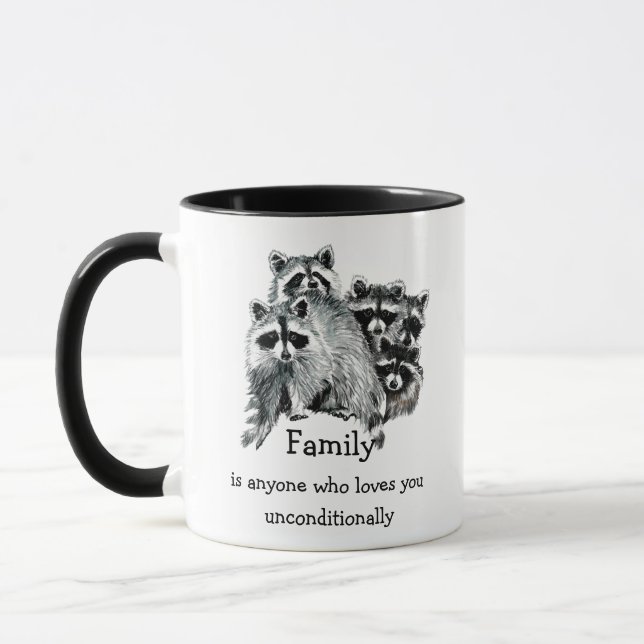 Mug Raccoon Famille Amis Aimer Citation Noël (Gauche)