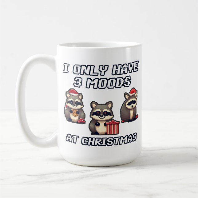 Mug Raccoon Je n'ai que 3 humeurs à Noël (Gauche)
