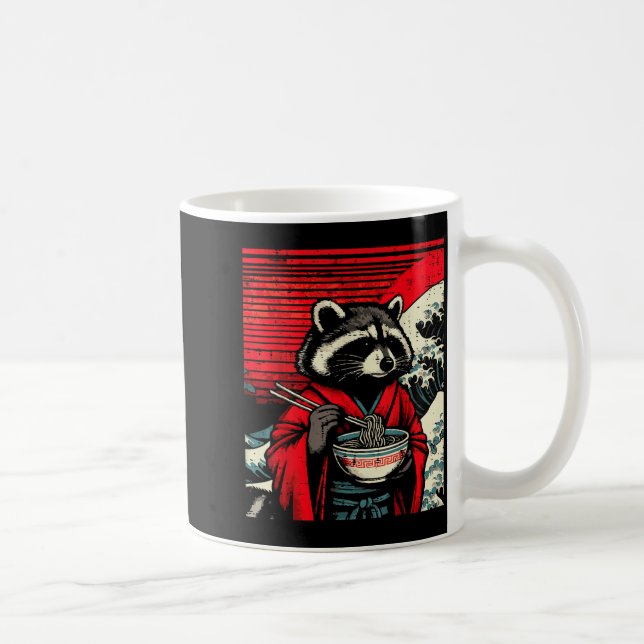Mug Raccoon Kimono Eating Ramen Japanese Food Art Men  (Droite)
