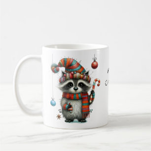Mug Raccoon mignon Whimsical Joyeux Noël