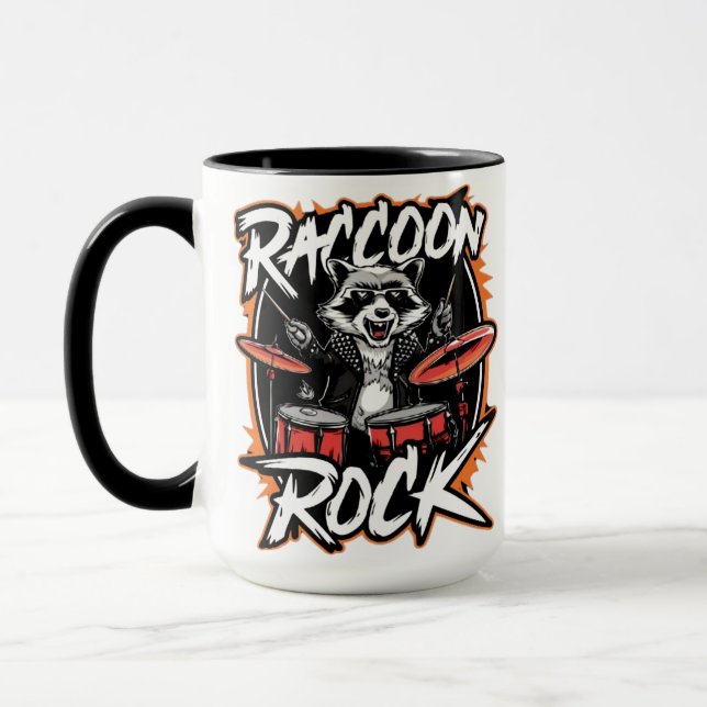 Mug Raccoon Rock T-shirt - Funny Raccoon Cowboy Design (Gauche)