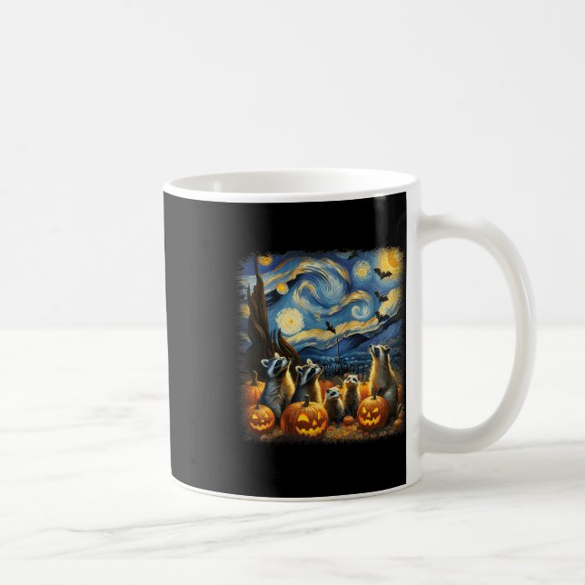 Mug Raccoons Et Possum Halloween Automne Van Gogh Star (Droite)