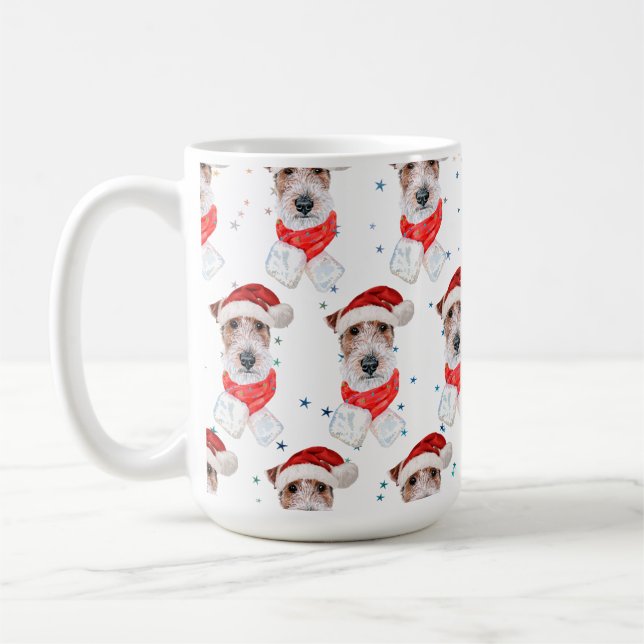 Mug Race de chien Terrier à poil dur Fox Noël Etoiles (Gauche)
