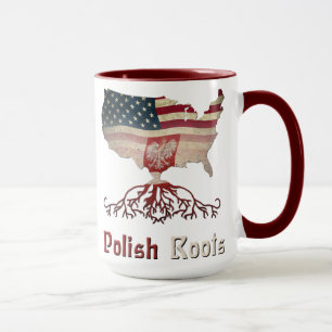 Mug Racines polonaises, drapeaux américains polonais