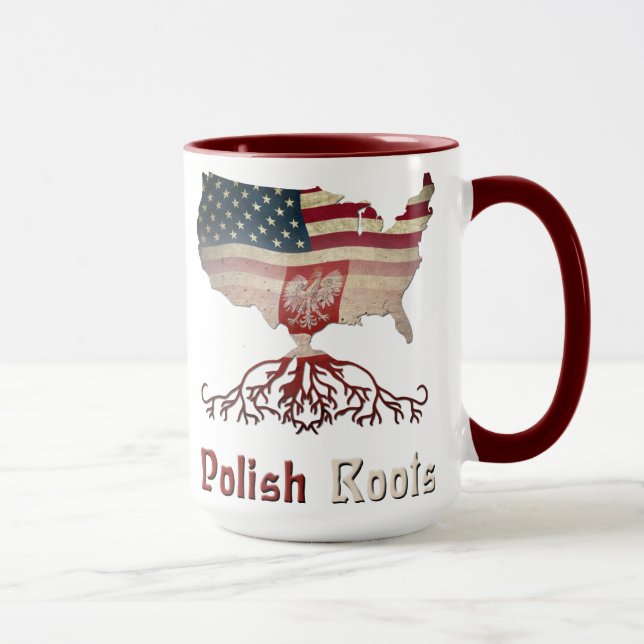 Mug Racines polonaises, drapeaux américains polonais (Droite)