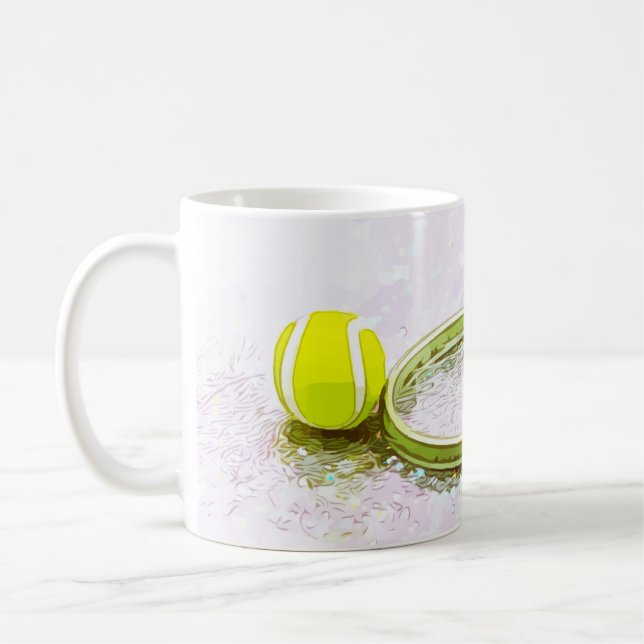 Mug Racket de tennis et aquarelle de balle (Gauche)