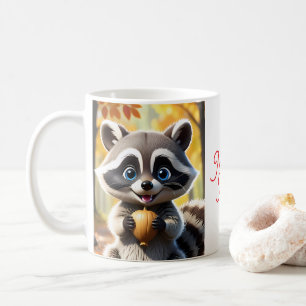Mug Racon de style Cute Kawaii tenant un gland