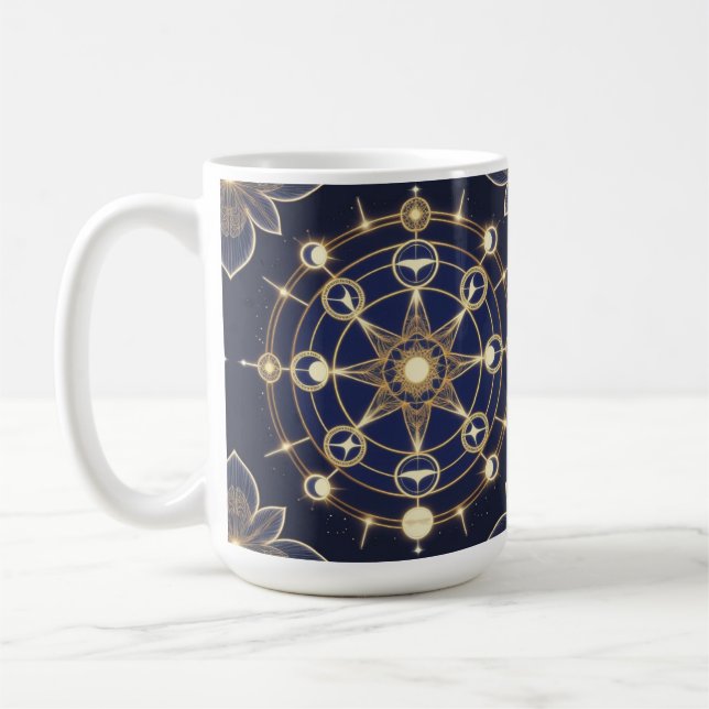 Mug Radiance Divine – Mandala Doré de l'Éveil (Gauche)