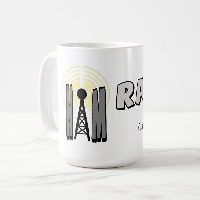 Mug radio jambon avec répéteur et indicatif d'appe (Devant gauche)