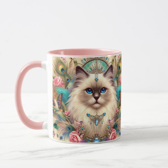 Mug Ragdoll Chat Princesse Vintage Style Motif (Gauche)