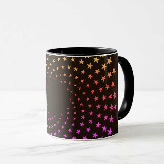 Mug - Rainbow Colored Star Swirls on Black (Devant droit)