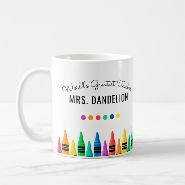 Mug Rainbow Crayons le plus grand café enseignant du m (Gauche)