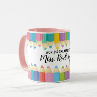 Mug Rainbow Crayons Mondes Meilleur Enseignant Coffee