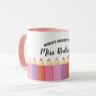 Mug Rainbow Crayons Mondes Meilleur Enseignant Coffee