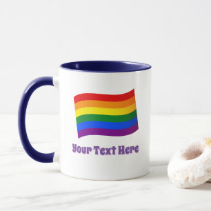 Mug Rainbow Flag Gay pride LGBTQ Pride texte personnal