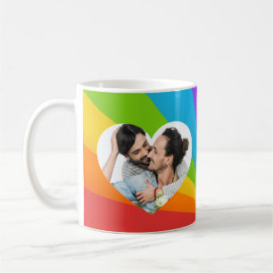 Mug Rainbow Gay Couple Photo dans Heart Romantic Love