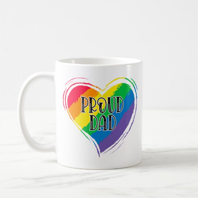 Mug Rainbow Heart Flag Fier papa LGBT Gay pride Mois (Gauche)