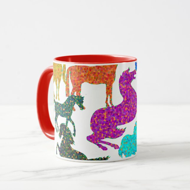 Mug Rainbow Horses - "Dotty about Horses !" (Devant gauche)