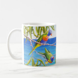 Mug Rainbow Lorikeet Beachy Blue Australian Peinture