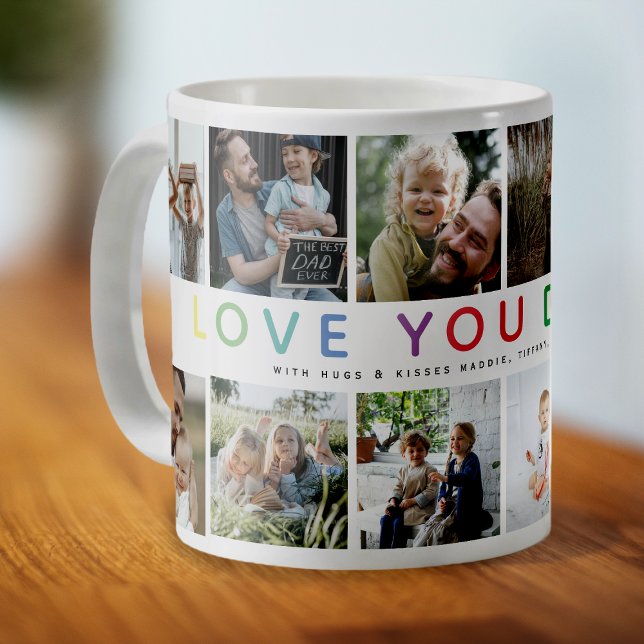 Mug Rainbow 'LOVE YOU DADDY' Photo Collage Keepsaké (Cute Love You Daddy Coffee Mug)